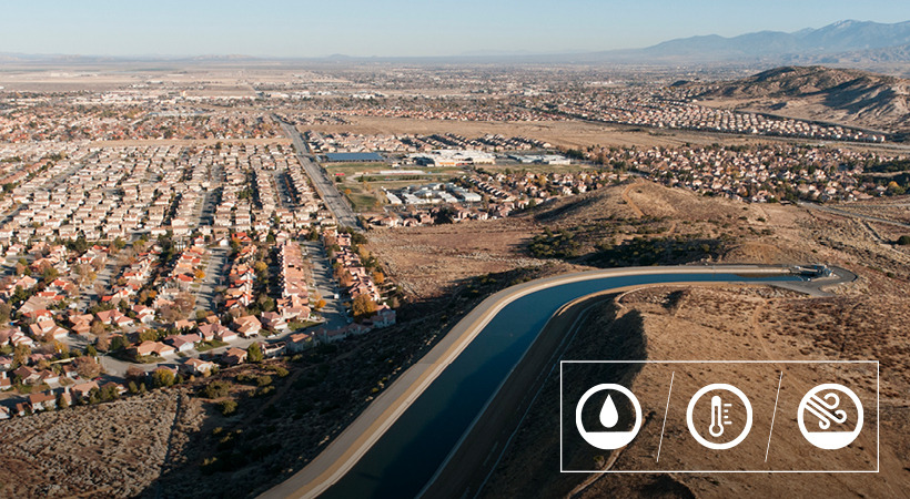 California Aqueduct - stock photo with graphic icon