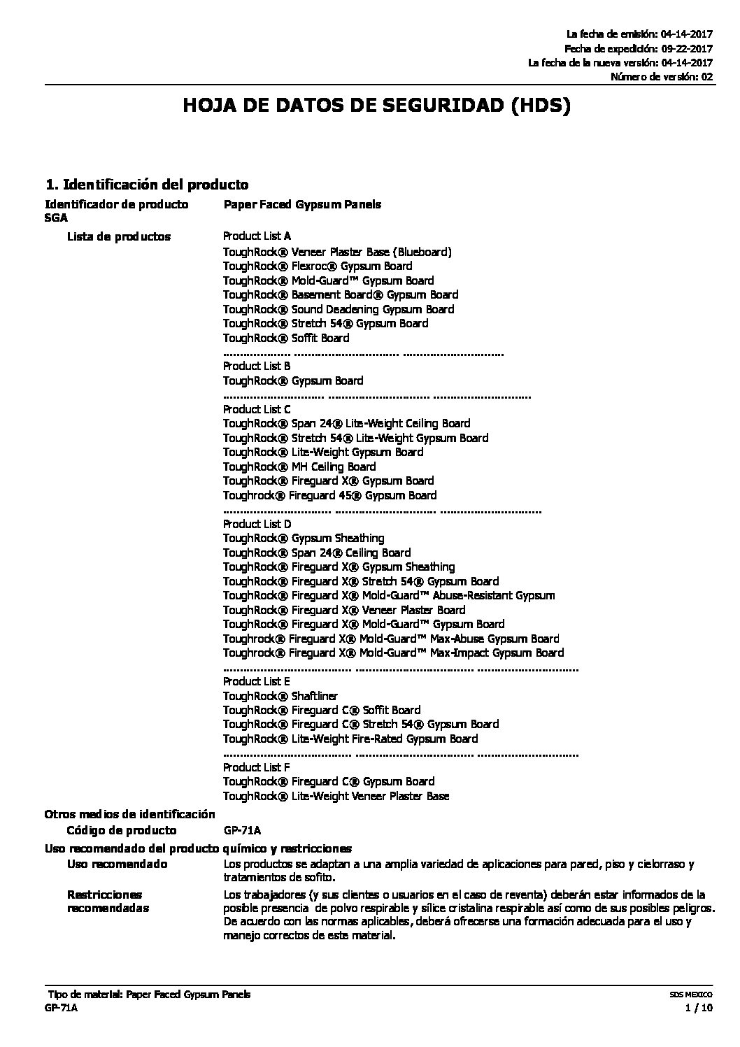 Fire-Rated Type X Gypsum Board